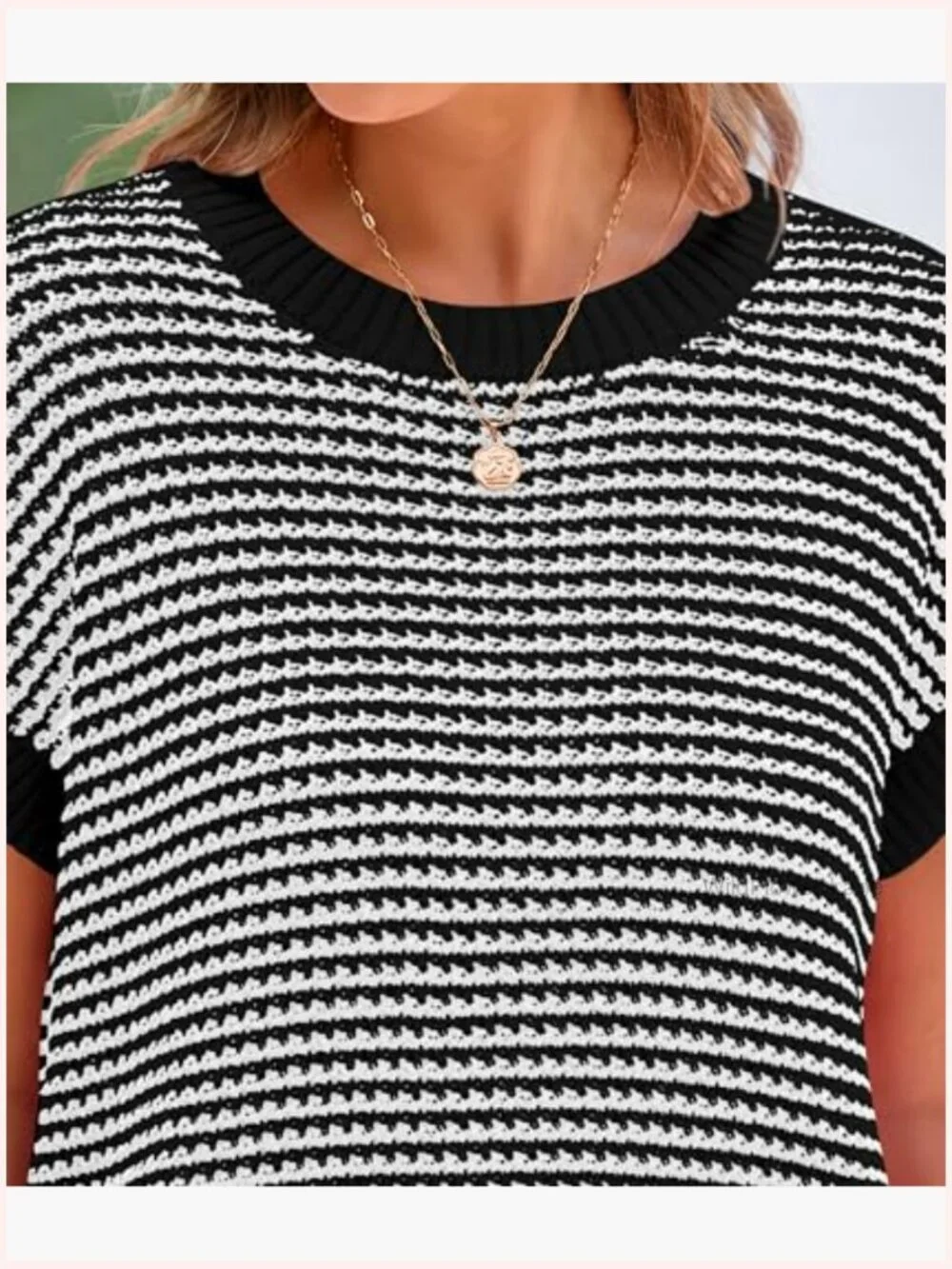 Short Sleeve Striped Pullover Sweater Vest Cap Sleeve Knit Tops